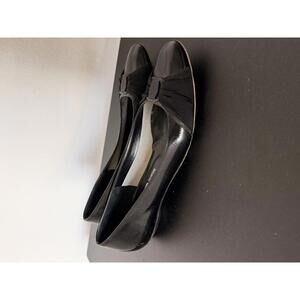 Salvatore Ferragamo Black Patent Leather Vintage 10 Womens Ballet Flat